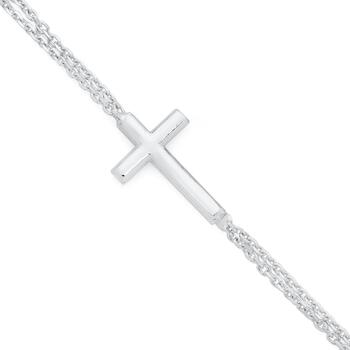 Silver Side Cross Bracelet