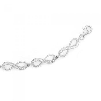 Silver 19cm Cubic Zirconia Infinity Bracelet