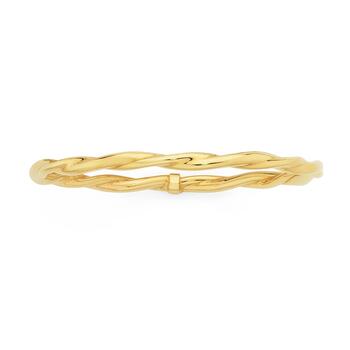 9ct Gold on Silver 65mm Twist Bangle