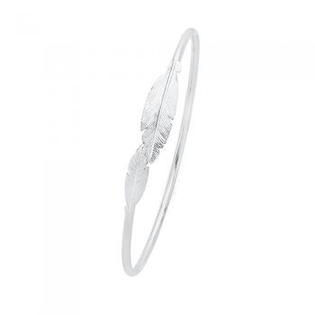 Silver Feather Crossover Bangle