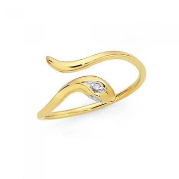 9ct Gold Diamond Set Snake Toe Ring