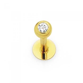 9ct Gold CZ Ball Labret