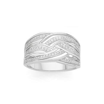 Silver CZ Multi-Weave Ring