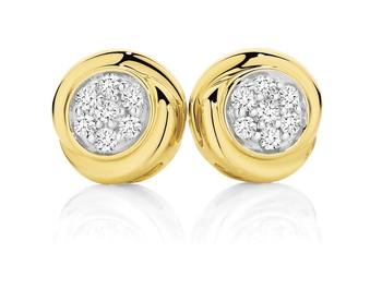 9ct Gold Diamond Cluster Stud Earrings