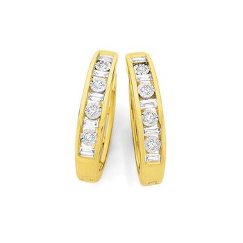 9ct Gold Diamond Huggie Earrings