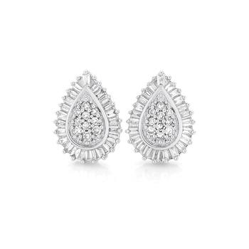 9ct White Gold Diamond Pear Shape Stud Earrings