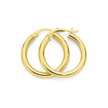9ct Gold 3x15mm Hoop Earrings