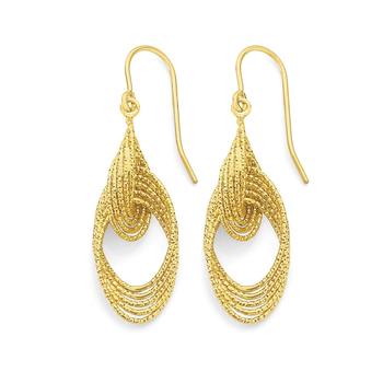 9ct Gold Diamond Cut Fancy Drop Earrings