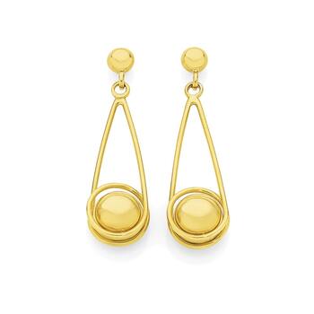 9ct Gold Swing Ball Drop Stud Earrings