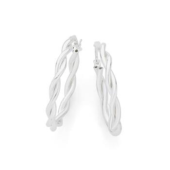 Silver 20mm Twist Hoop Earrings