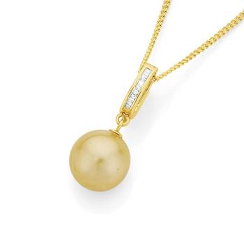9ct Gold Cultured South Sea Pearl & Diamond Enhancer Pendant