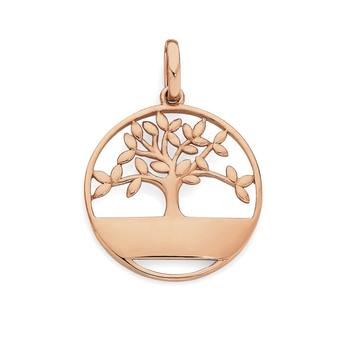 9ct Rose Gold Tree of Life Name Plate Pendant