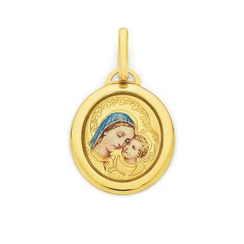 9ct Gold Enamel Mother & Child Pendant