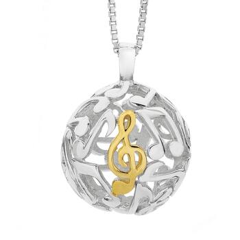 Silver Sphere Of Life Music Notes Pendant