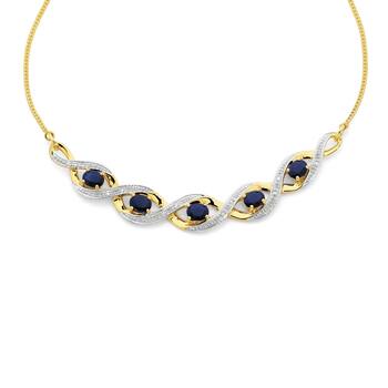 9ct Gold Sapphire & Diamond Necklace