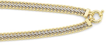9ct Gold Two Tone 45cm Hollow Flat Weave Bolt Ring Necklet
