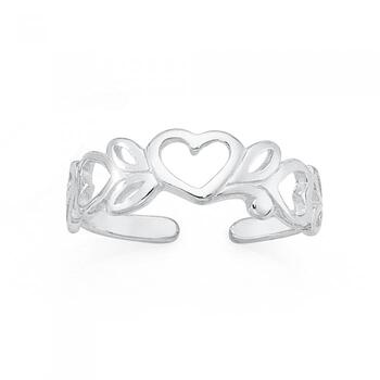 Silver Filigree Flower & Heart Toe Ring