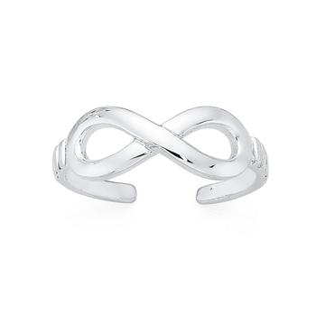Silver Infinity Toe Ring Lined Edge