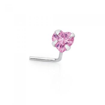 Silver Pink Cubic Zirconia Nose Stud