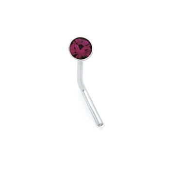 Silver Pink CZ Nose Stud
