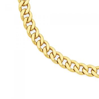 9ct Gold on Silver 55cm Bevelled Curb Chain