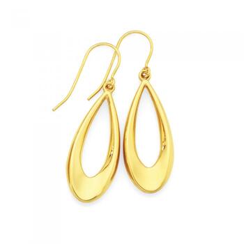 9ct Gold on Silver Open Tear Drop Earrings