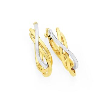 9ct Gold on Silver Two Tone 12mm Oval Hoop Earrings