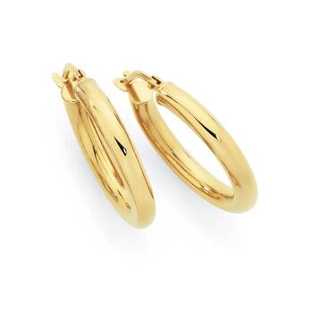 9ct Gold on Silver Hollow Hoops