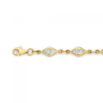 9ct Gold on Silver Crystal Marquise Link Bracelet