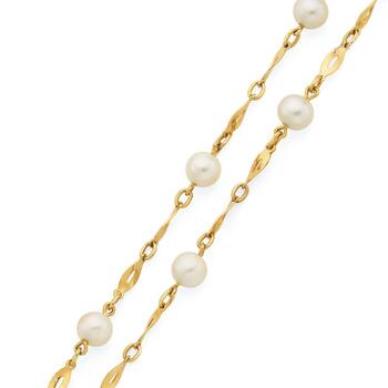 9ct Gold on Silver Pearl Bracelet