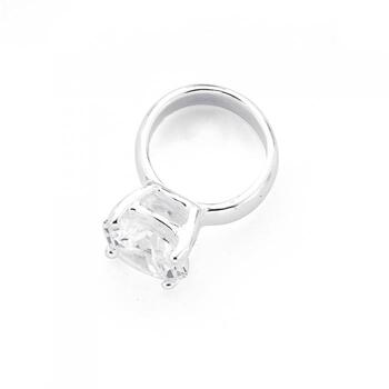 Silver CZ Engagement Ring Bead