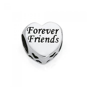 Silver Forever Friends Heart Bead