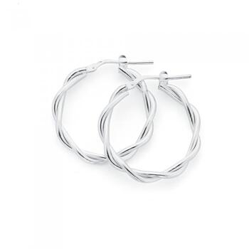 Sterling Silver 20mm Twist Hoop Earrings