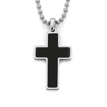 Silver Black Inlay Cross