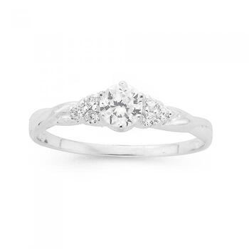 Sterling Silver Cubic Zirconia Fine Dress Ring