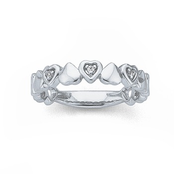 Silver Cubic Zirconia Multi Heart Ring
