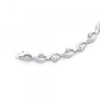 Sterling Silver Cubic Zirconia Crossover Loop Bracelet