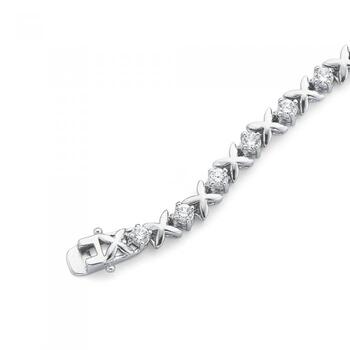 Sterling Silver Cubic Zirconia Kiss Bracelet