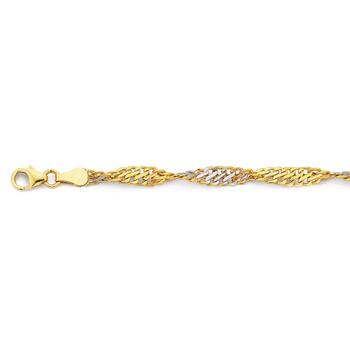 9ct Gold, 19cm Two Tone Twist Bracelet