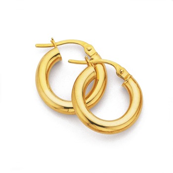 9ct Gold, Small Bold Polished Hoop Earrings