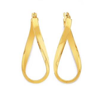 9ct Gold, Inside Out Hoop Earrings