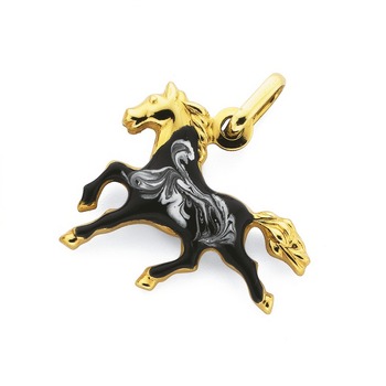 9ct Gold Enamel Horse Charm