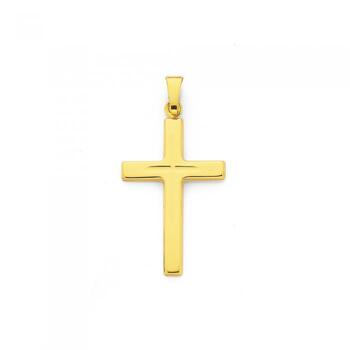 9ct Gold 24mm Diamond-Cut Cross Pendant