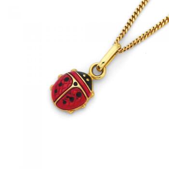 9ct Gold Red Enamel Ladybird Pendant