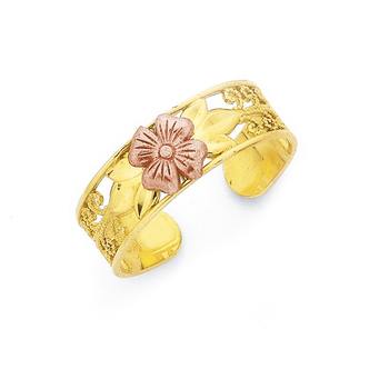 9ct & Rose Gold Flower Toe Ring