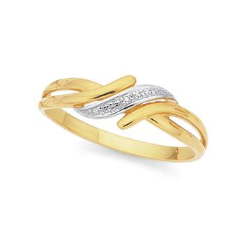 9ct Gold, Diamond Twist Dress Ring