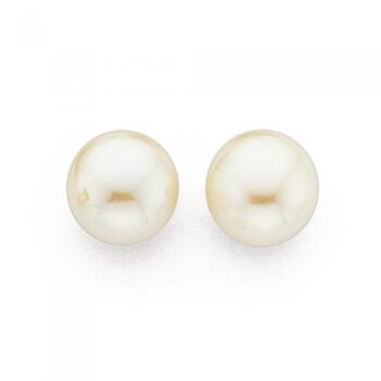 9ct Gold, Cultured Fresh Water Pearl Stud Earrings