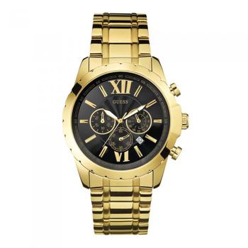 Guess Gents Gold Tone Black Dial Watch