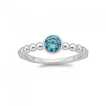 Sterling Silver Blue Cubic Zirconia Stacker Ring