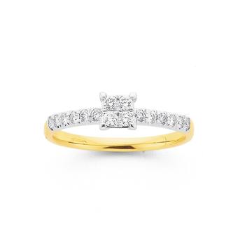 9ct Two Tone Diamond Engagement Ring